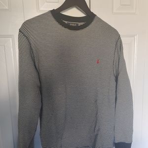 Polo Ralph Lauren B&W Striped Thermal Waffle Shirt